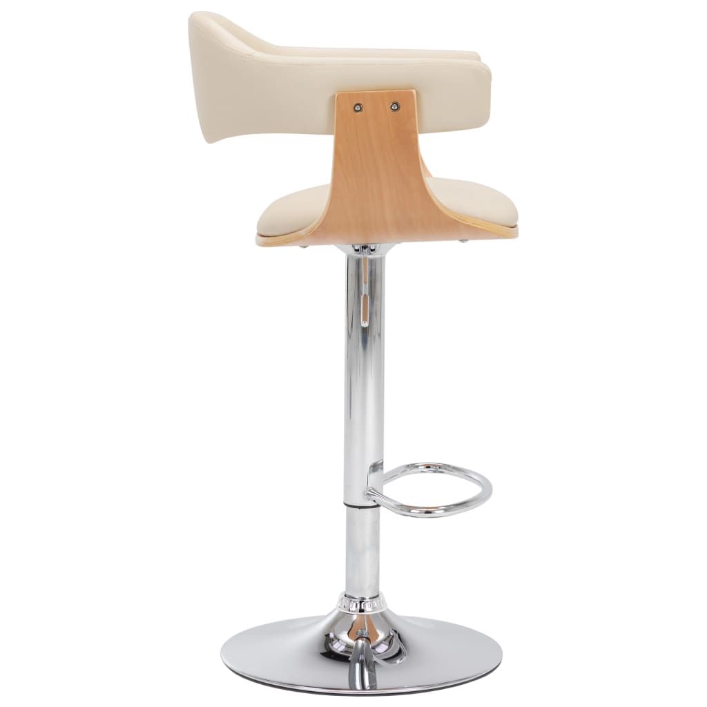 Tabourets de bar lot de 2 crème bois courbé et similicuir - XIOS