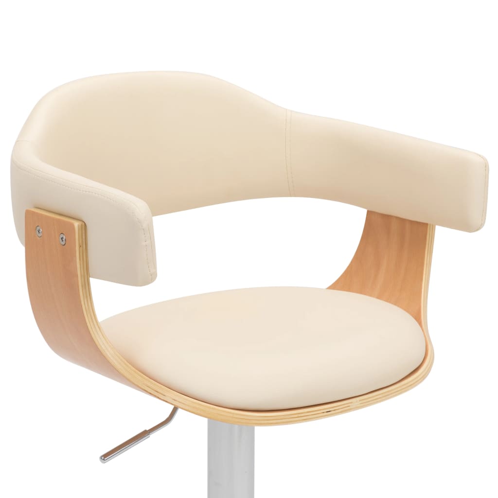Tabourets de bar lot de 2 crème bois courbé et similicuir - XIOS