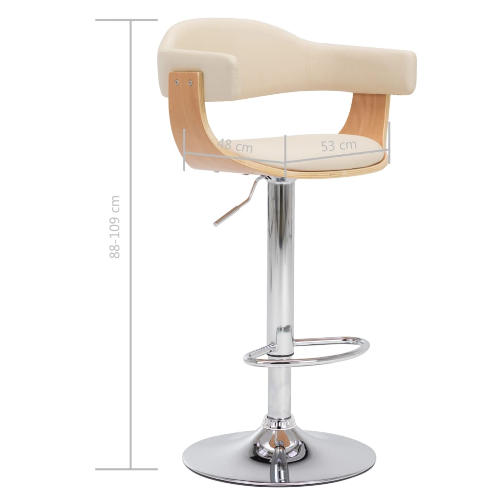 Tabourets de bar lot de 2 crème bois courbé et similicuir - XIOS