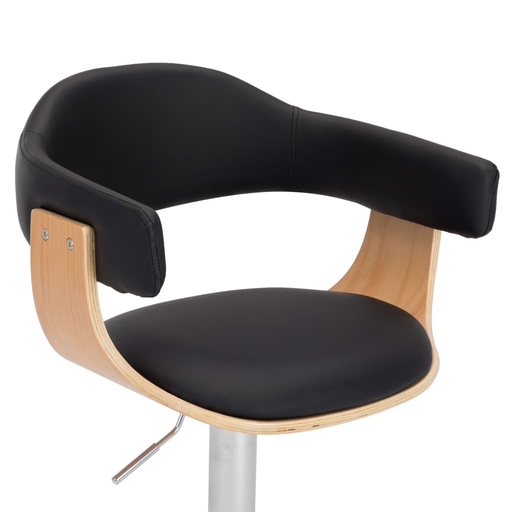 Tabourets de bar lot de 2 noir bois courbé et similicuir - XIOS