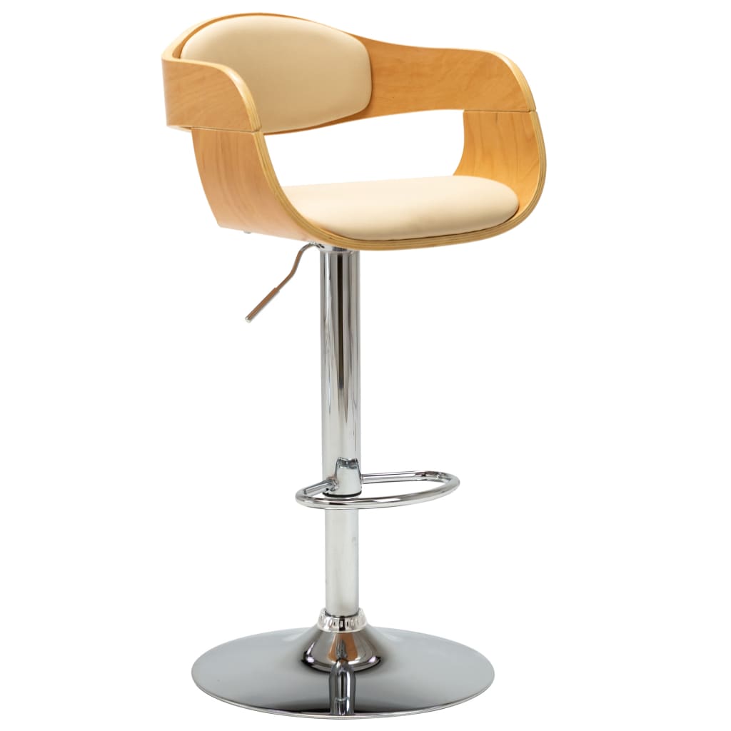 Tabouret de bar Crème Bois courbé et similicuir - XIOS