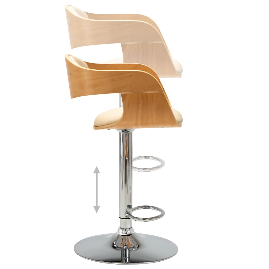 Tabouret de bar Crème Bois courbé et similicuir - XIOS