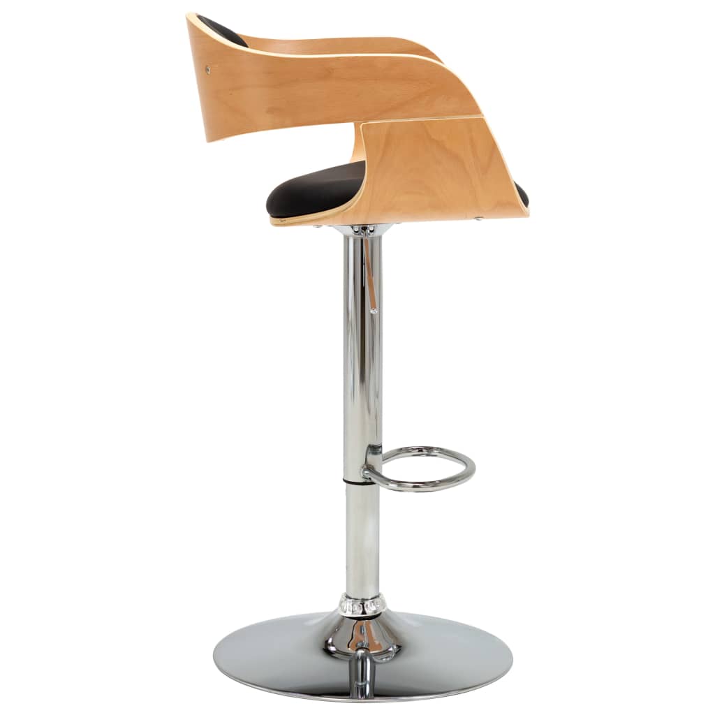 Tabouret de bar Noir Bois courbé et similicuir - XIOS