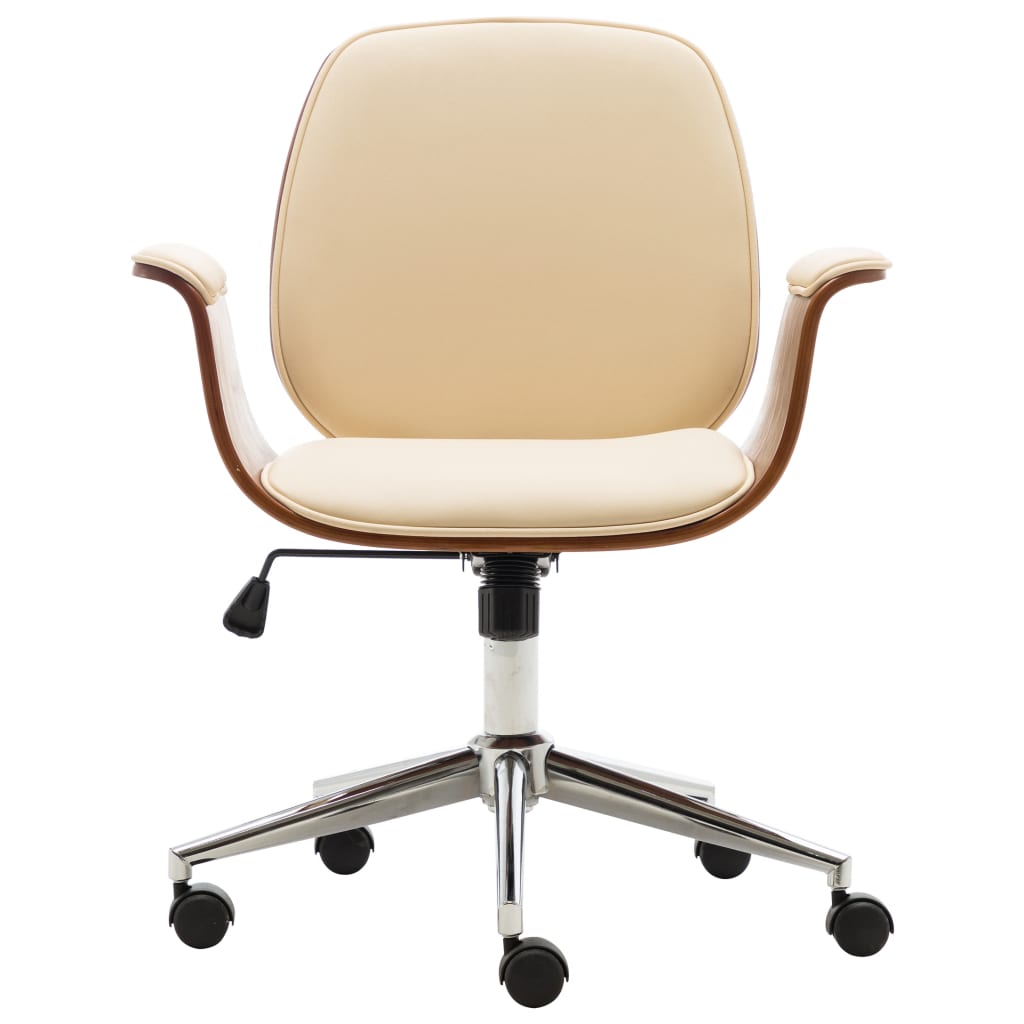 Chaise de bureau Crème Bois courbé et similicuir XIOS