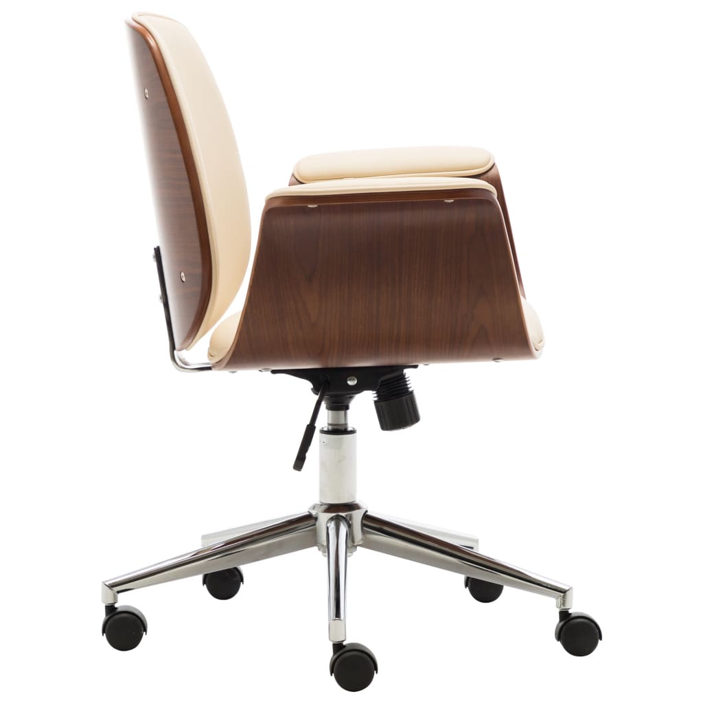 Chaise de bureau Crème Bois courbé et similicuir XIOS
