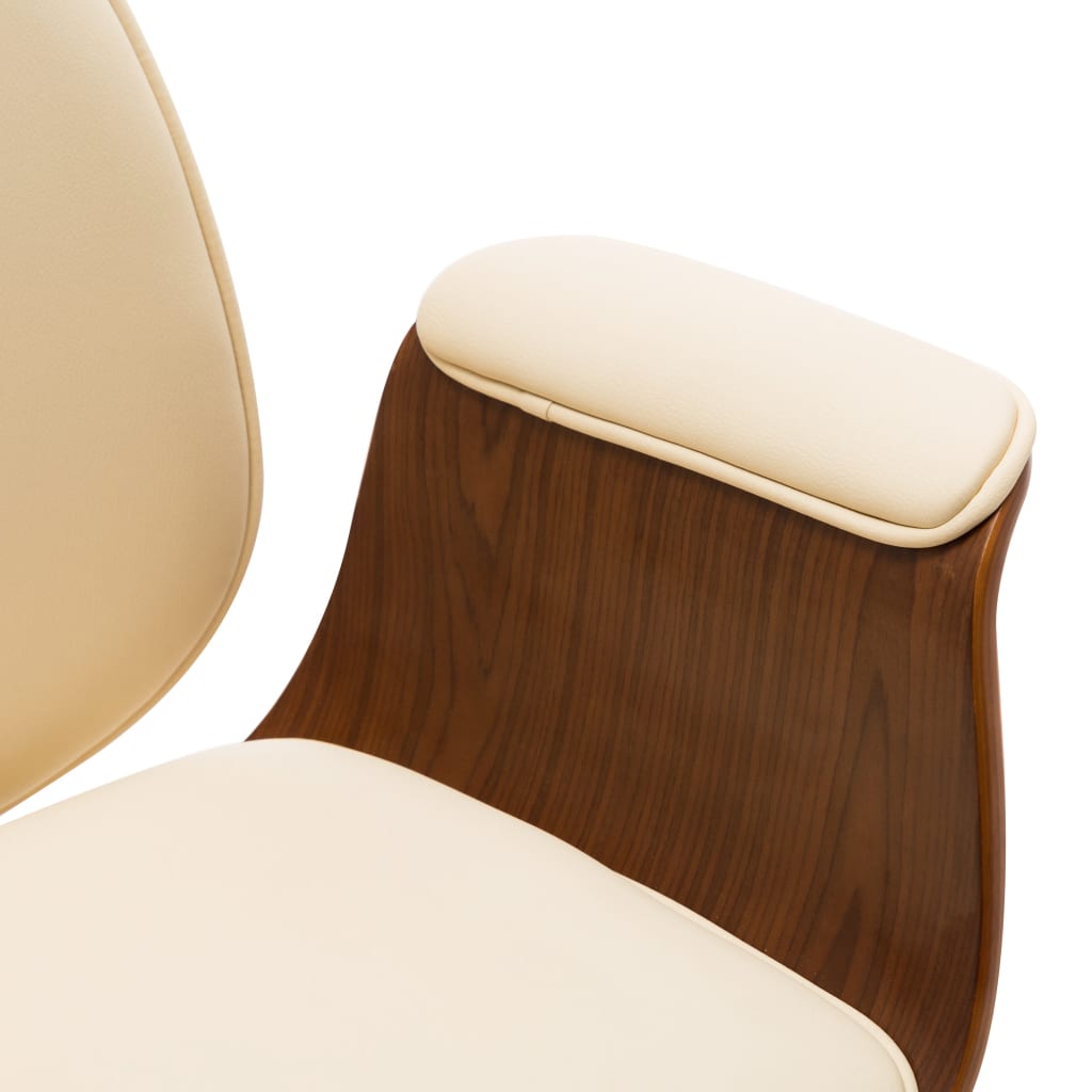 Chaise de bureau Crème Bois courbé et similicuir XIOS