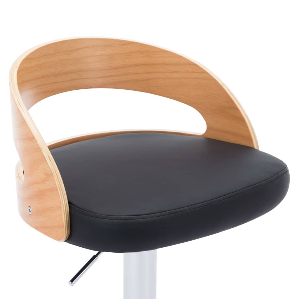 Tabourets de bar lot de 2 noir similicuir et bois courbé - XIOS