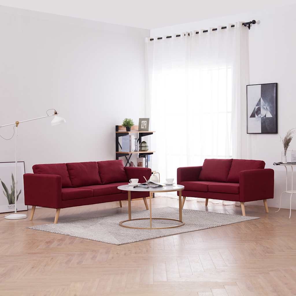 Ensemble de canapé 2 pcs Tissu Rouge bordeaux - XIOS
