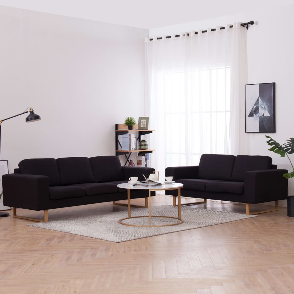 Ensemble de canapé 2 pcs tissu noir - XIOS