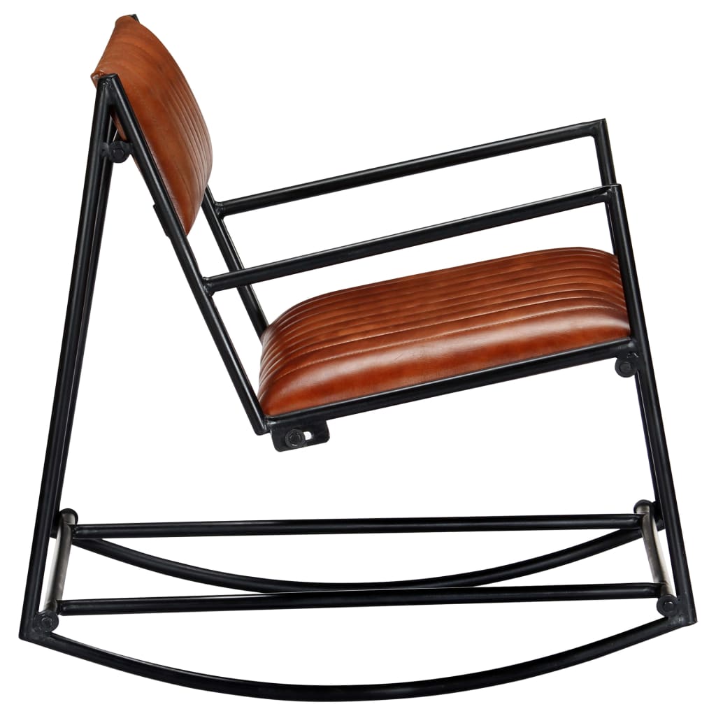 Chaise à bascule Marron Cuir véritable - XIOS