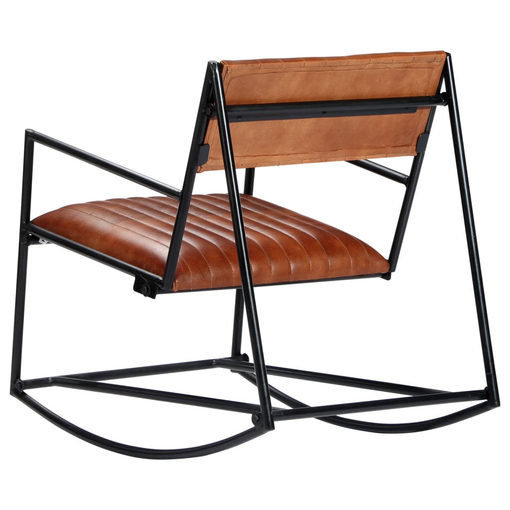 Chaise à bascule Marron Cuir véritable - XIOS