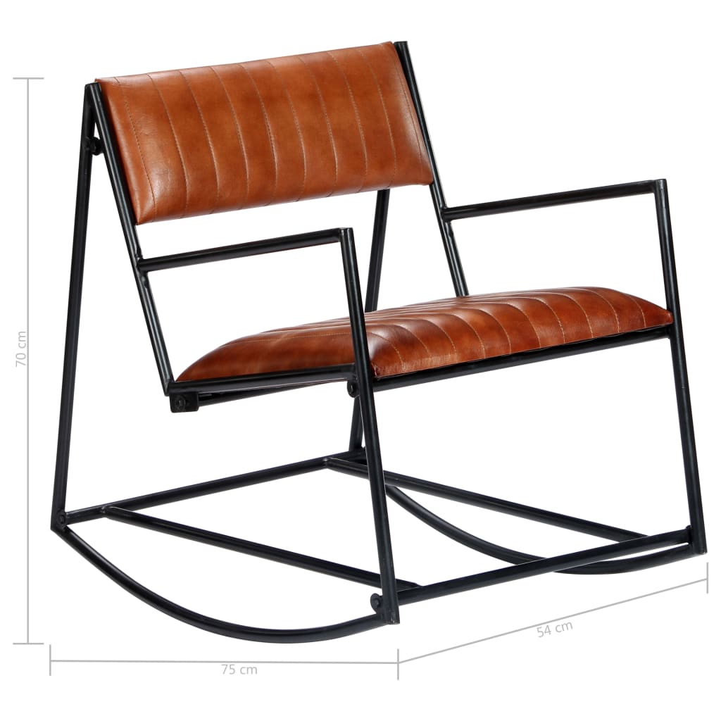 Chaise à bascule Marron Cuir véritable - XIOS