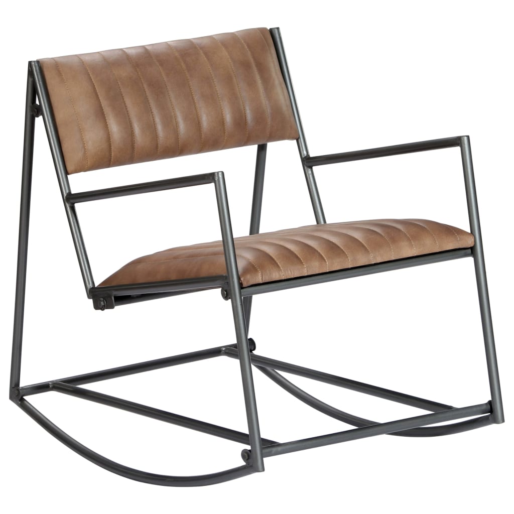 Chaise à bascule Marron clair Cuir véritable - XIOS