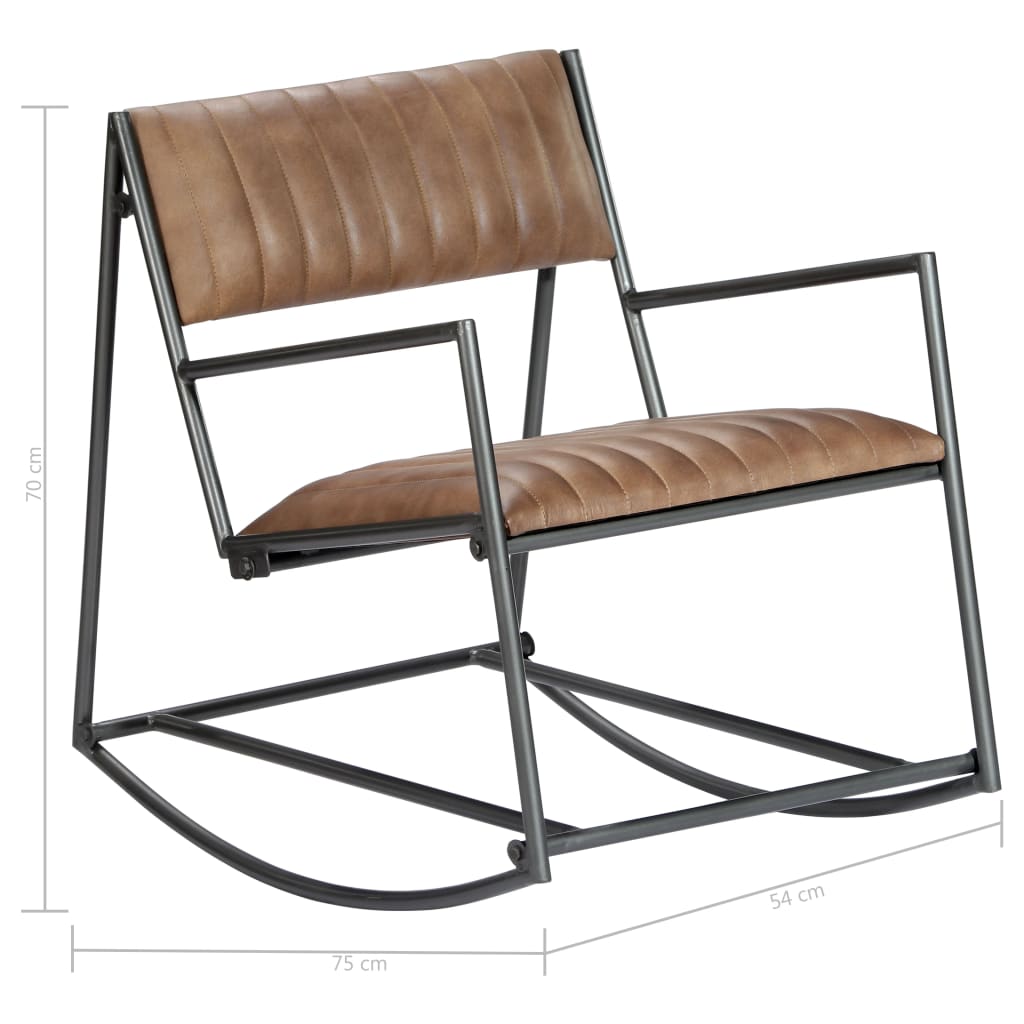 Chaise à bascule Marron clair Cuir véritable - XIOS