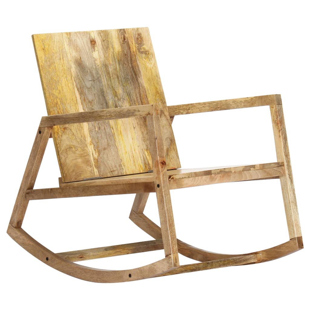 Chaise à bascule Marron Cuir véritable et manguier massif - XIOS