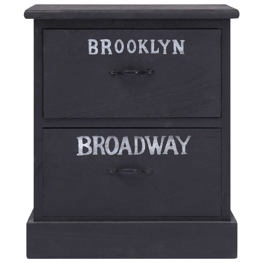 Table de chevet Noir 38 x 28 x 45 cm Bois de Paulownia - XIOS