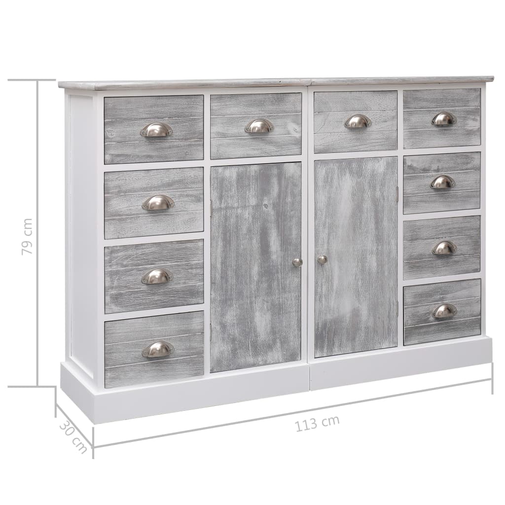 Buffet avec 10 tiroirs Gris 113x30x79 cm Bois - XIOS