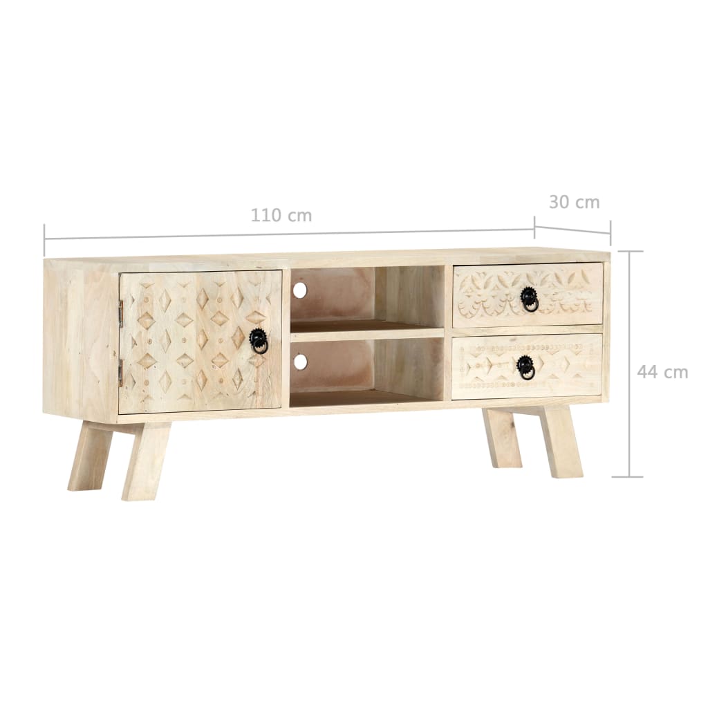 Meuble TV 110x30x44 cm Bois massif de manguier