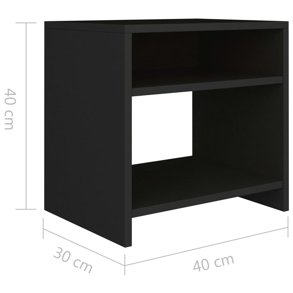 Tables de chevet 2 pcs Noir 40x30x40 cm Bois d'ingénierie - XIOS