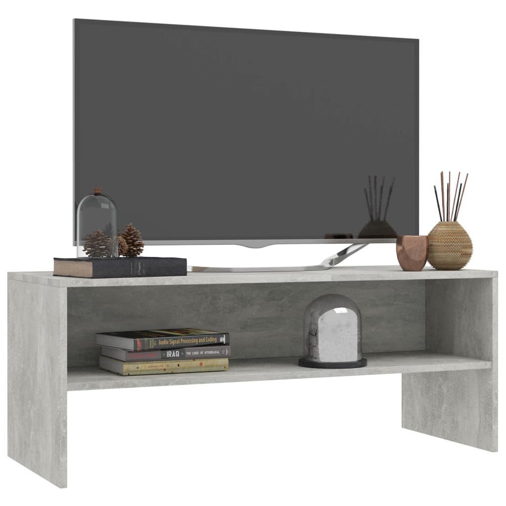 Meuble TV Gris béton 100x40x40 cm Bois d’ingénierie - XIOS