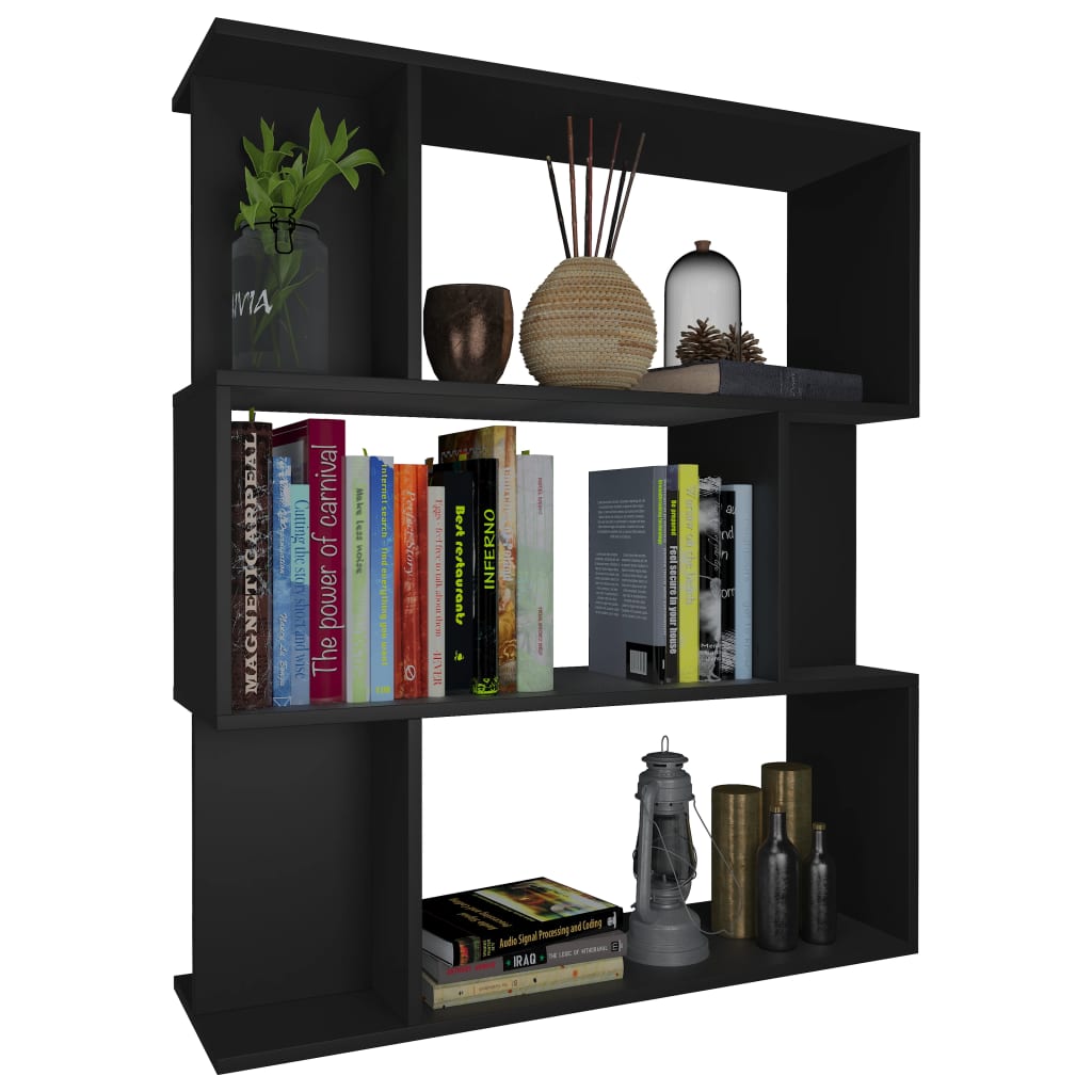 Bibliothèque/Cloison Noir 80x24x96 cm cm Bois d'ingénierie - XIOS