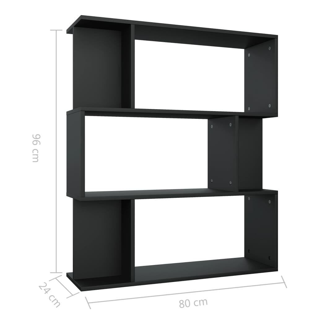Bibliothèque/Cloison Noir 80x24x96 cm cm Bois d'ingénierie - XIOS