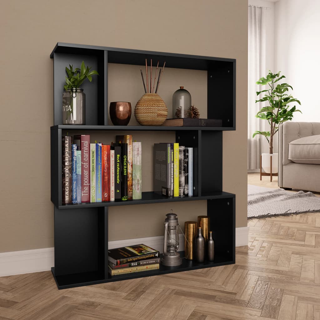 Bibliothèque/Cloison Noir 80x24x96 cm cm Bois d'ingénierie - XIOS