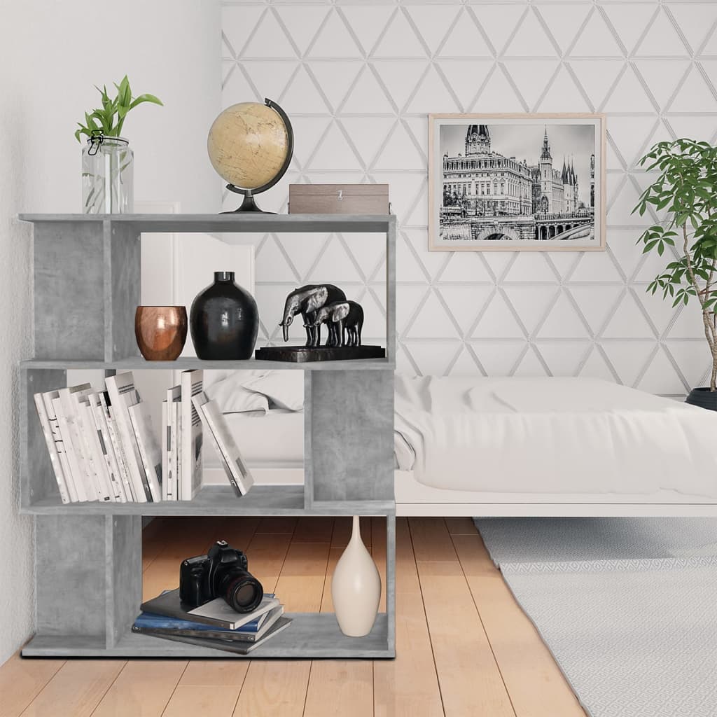 Bibliothèque/Séparateur de pièce Gris béton Bois d’ingénierie - XIOS