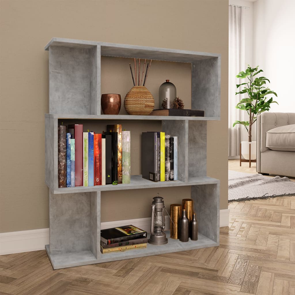 Bibliothèque/Séparateur de pièce Gris béton Bois d’ingénierie - XIOS