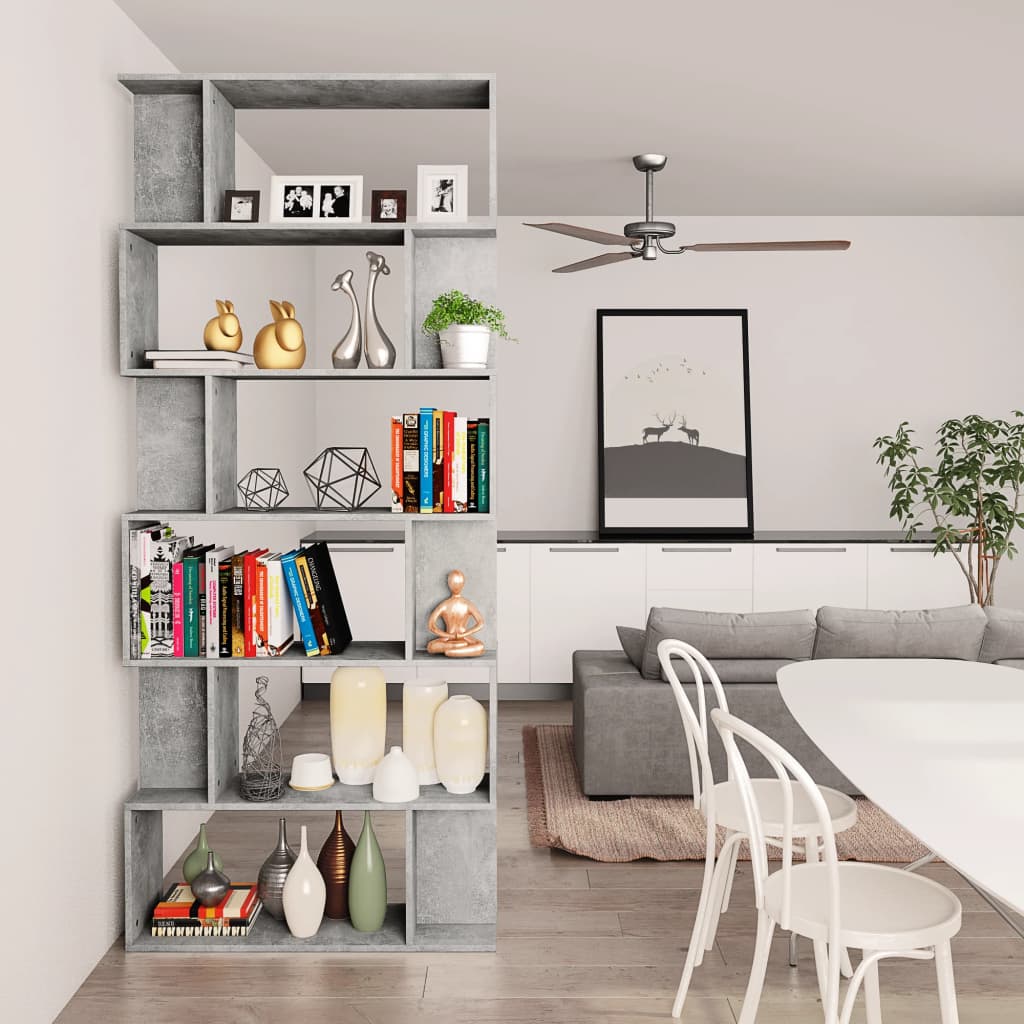 Bibliothèque/Séparateur de pièce Gris béton Bois d'ingénierie - XIOS