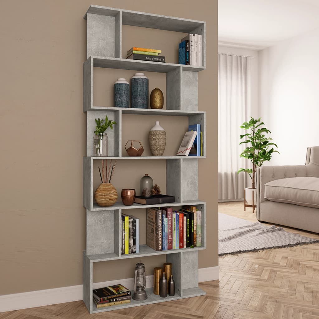 Bibliothèque/Séparateur de pièce Gris béton Bois d'ingénierie - XIOS