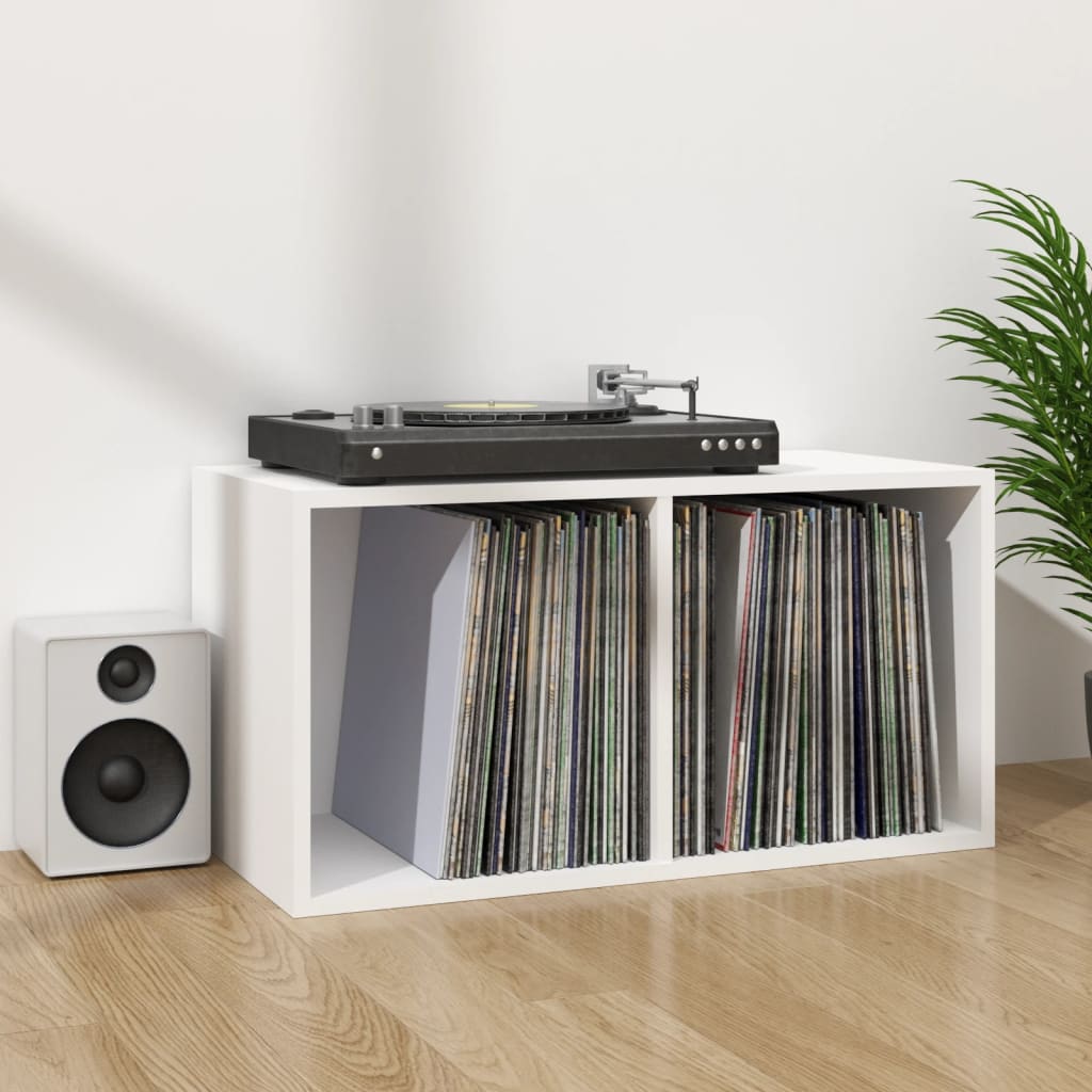 Boîte de rangement vinyles Blanc 71x34x36 cm Bois d'ingénierie - XIOS