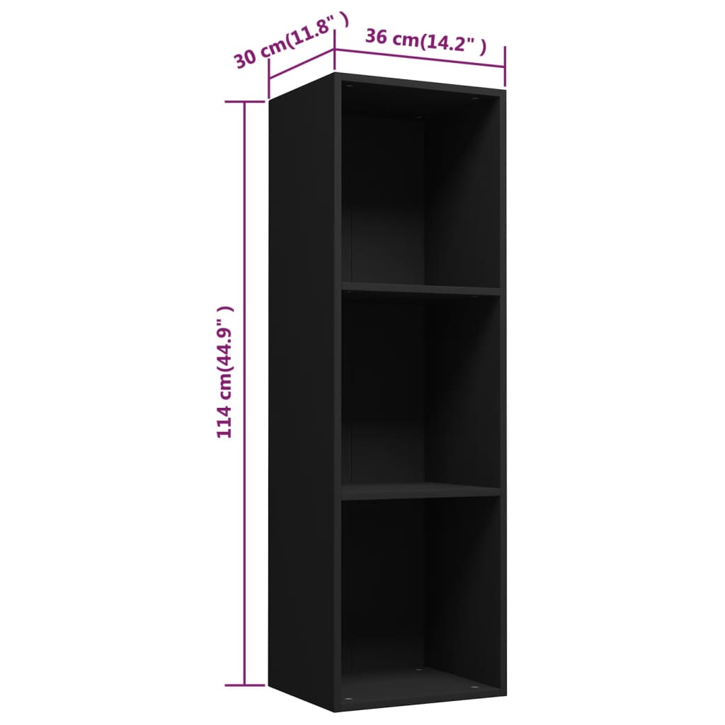 Bibliothèque/Meuble TV noir 36x30x114 cm bois d'ingénierie - XIOS