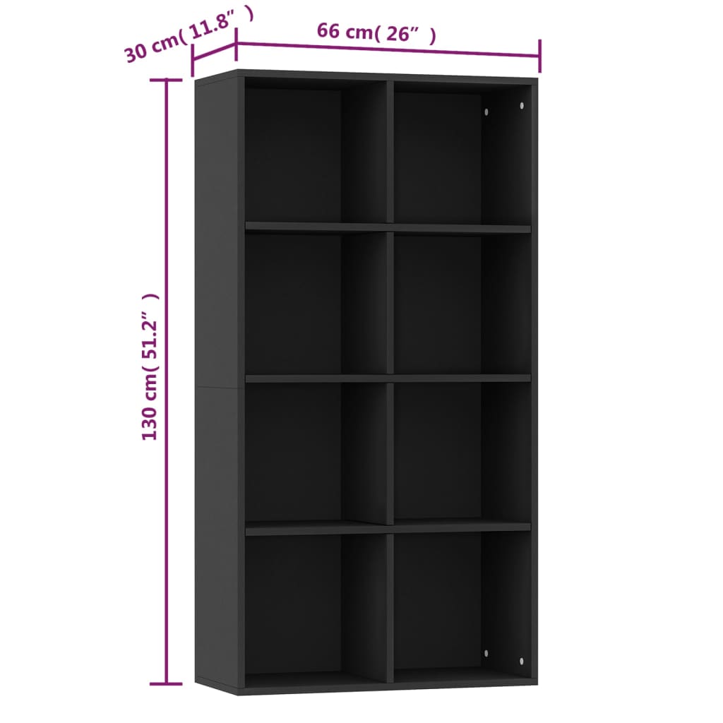 Bibliothèque/Buffet Noir 66x30x130 cm Bois d'ingénierie - XIOS