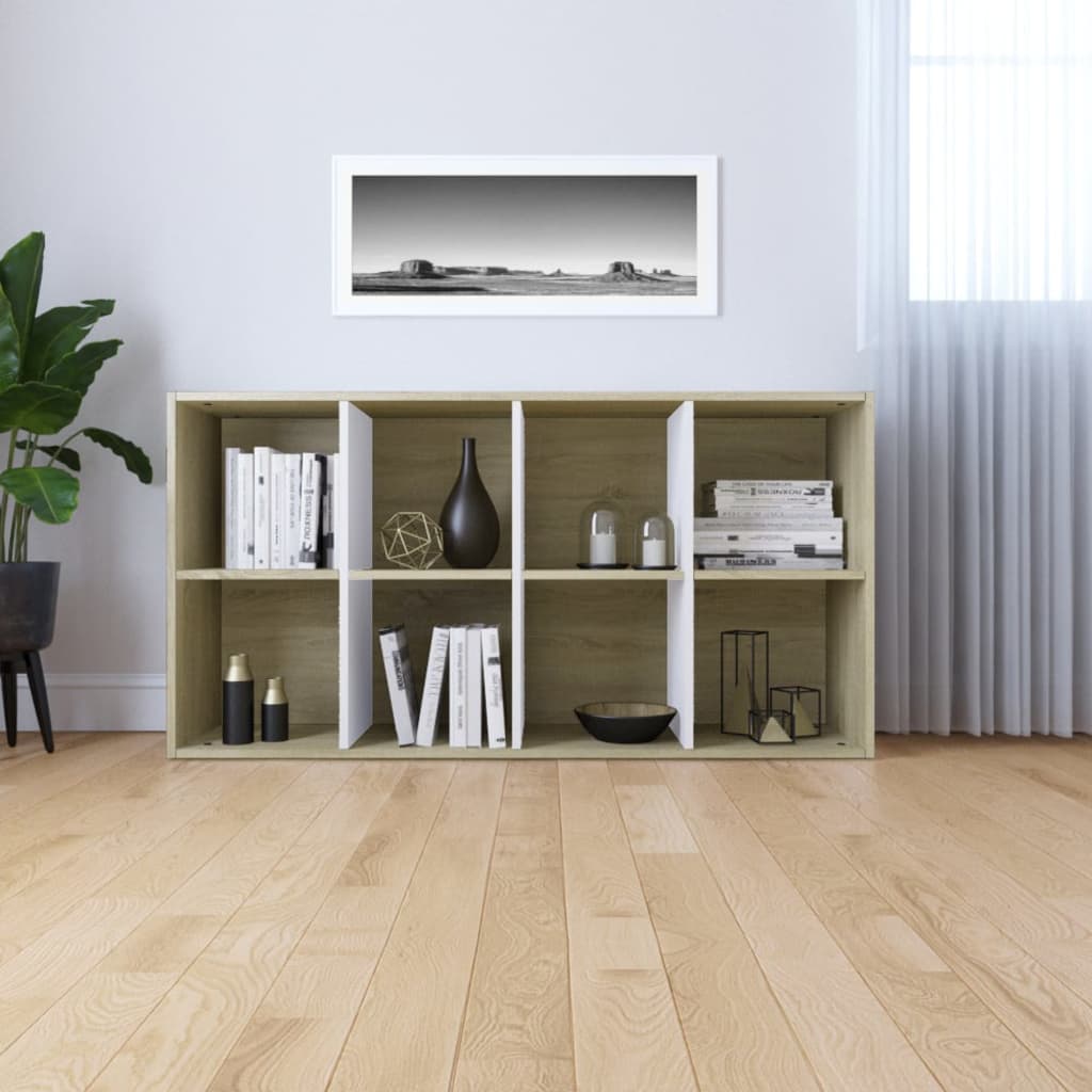 Bibliothèque/Buffet blanc et chêne sonoma bois d'ingénierie - XIOS