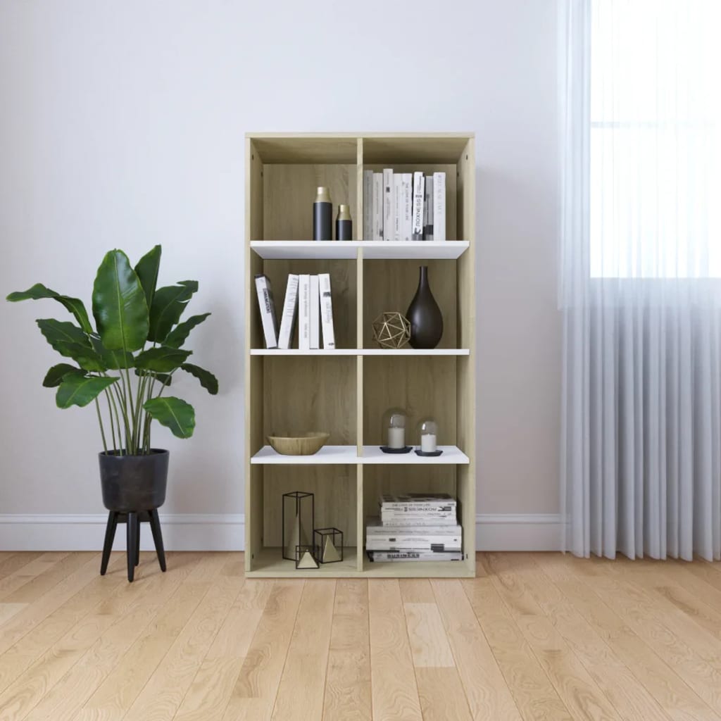 Bibliothèque/Buffet blanc et chêne sonoma bois d'ingénierie - XIOS
