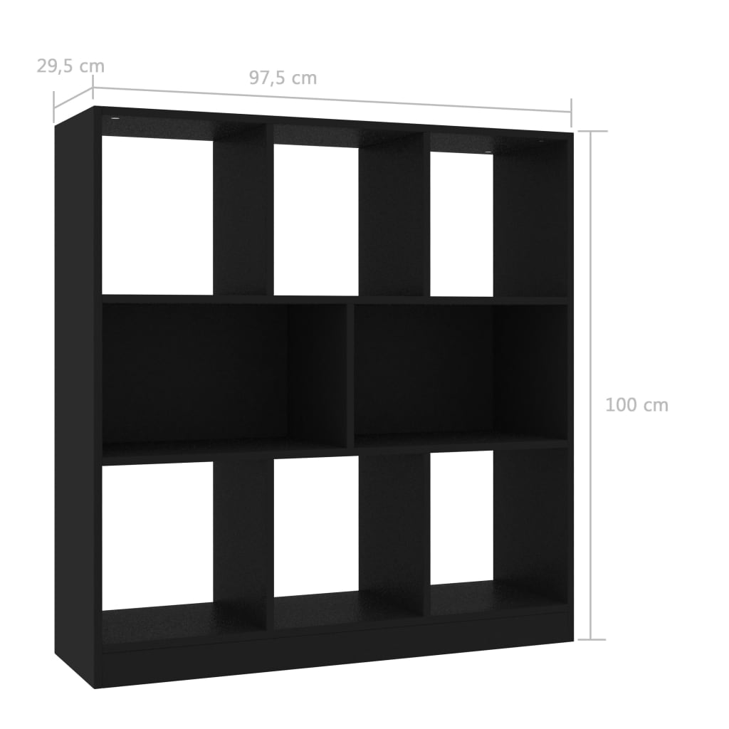 Bibliothèque Noir 97,5x29,5x100 cm Bois d'ingénierie - XIOS