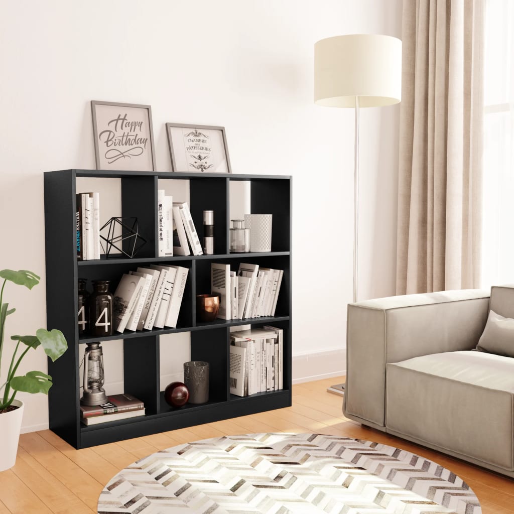Bibliothèque Noir 97,5x29,5x100 cm Bois d'ingénierie - XIOS