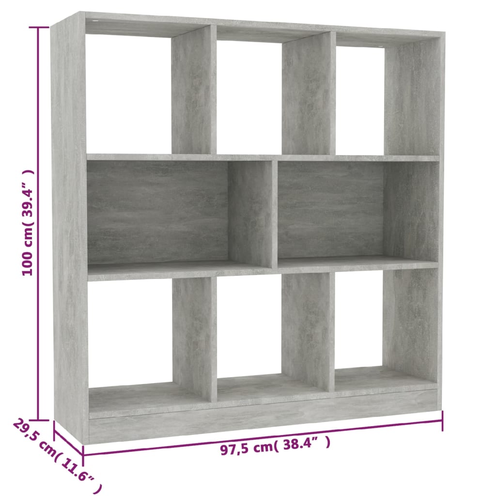 Bibliothèque Gris béton 97,5x29,5x100 cm Bois d'ingénierie - XIOS