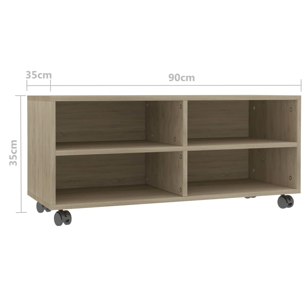 Meuble TV avec roulettes Chêne sonoma Bois d'ingénierie - XIOS