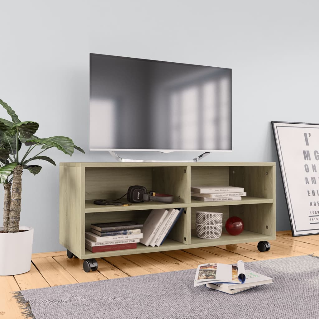 Meuble TV avec roulettes Chêne sonoma Bois d'ingénierie - XIOS