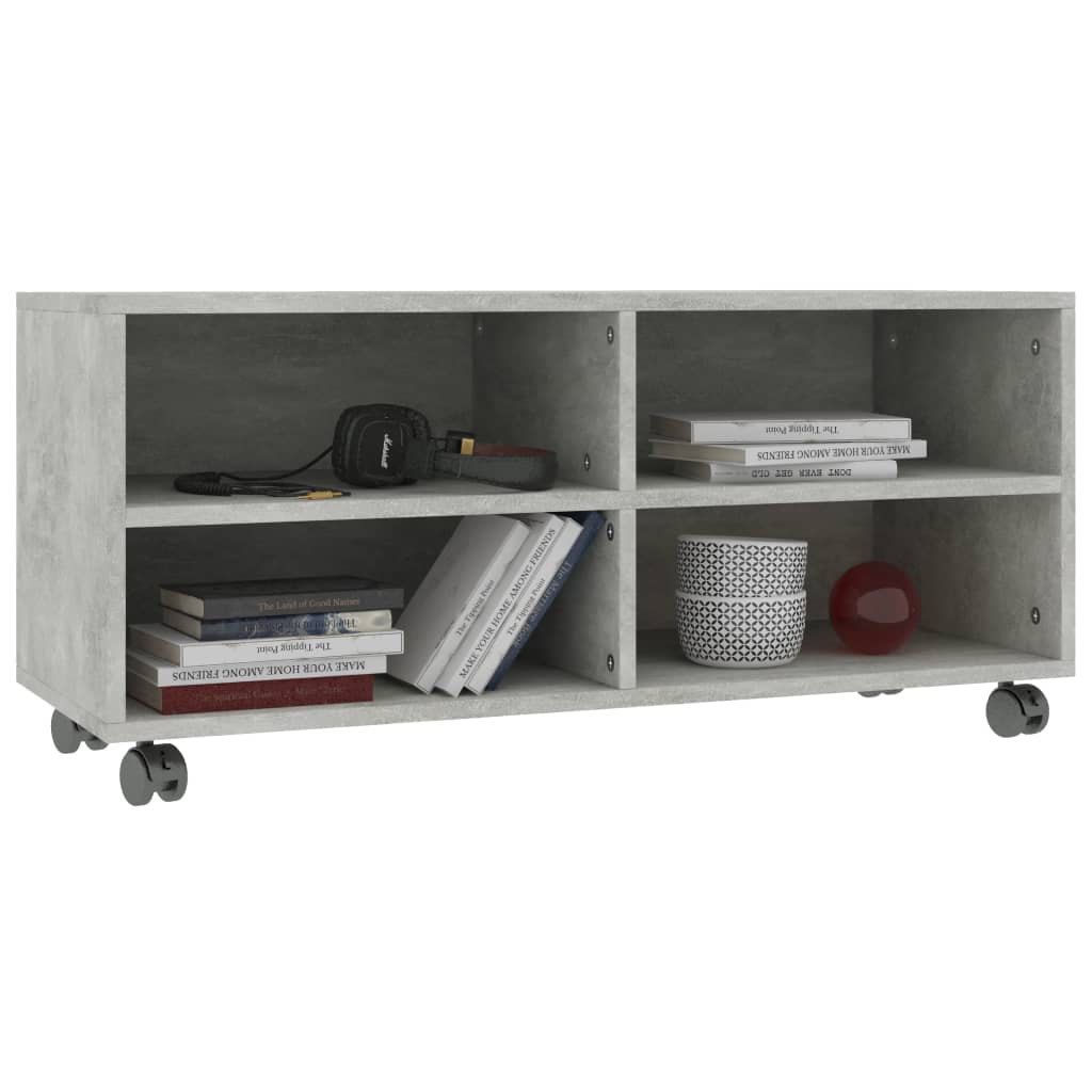 Meuble TV avec roulettes Gris béton 90x35x35 cm Bois ingénierie - XIOS