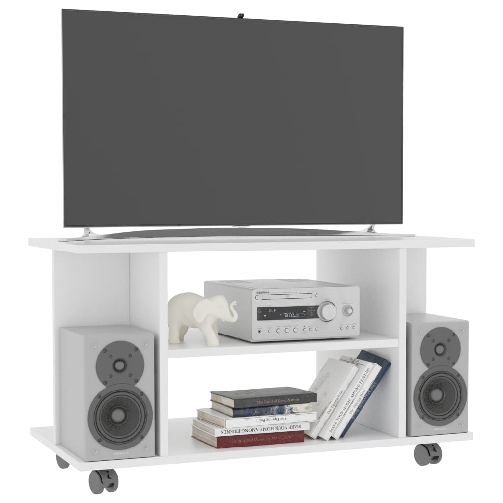 Meuble TV avec roulettes blanc 80x40x45 cm bois d'ingénierie - XIOS