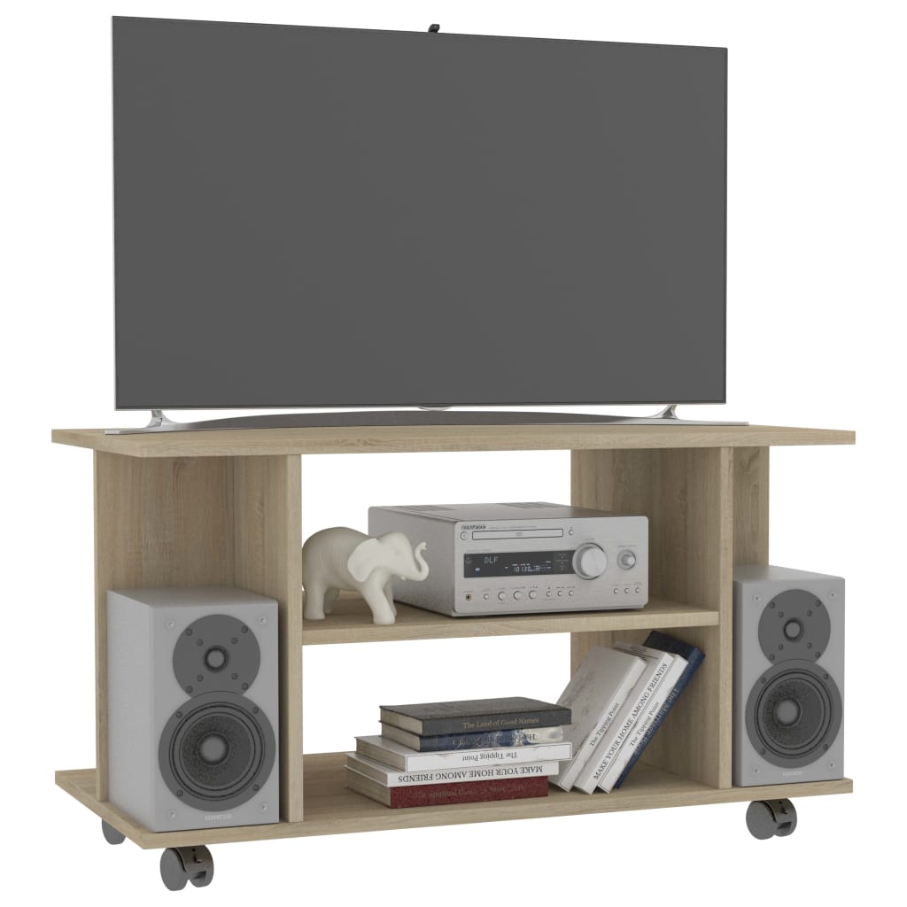 Meuble TV et roulettes chêne sonoma 80x40x45 cm bois ingénierie - XIOS