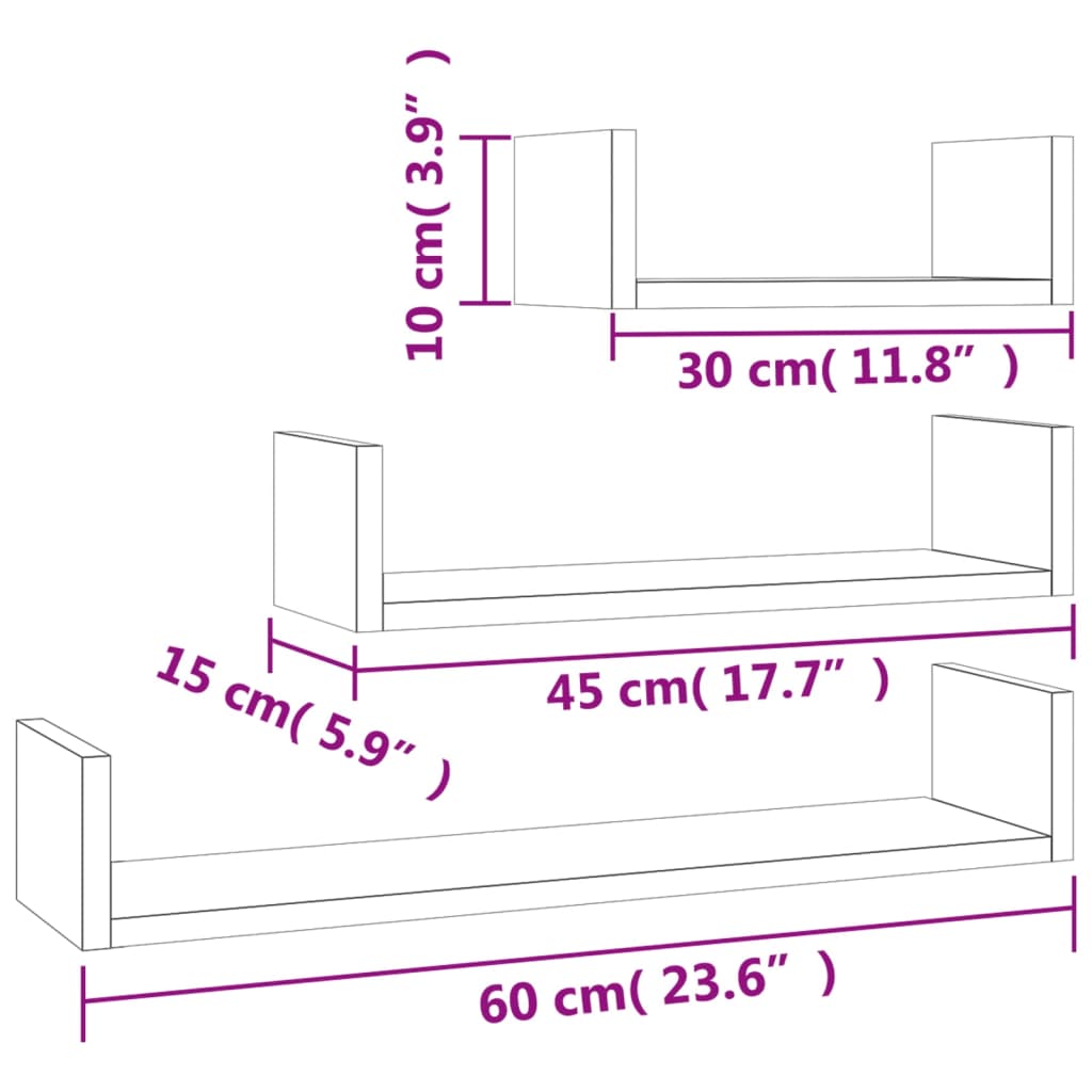 Étagères murales 3 pcs Chêne sonoma Bois d'ingénierie - XIOS