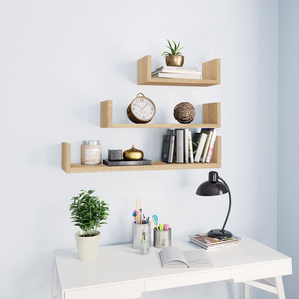 Étagères murales 3 pcs Chêne sonoma Bois d'ingénierie - XIOS