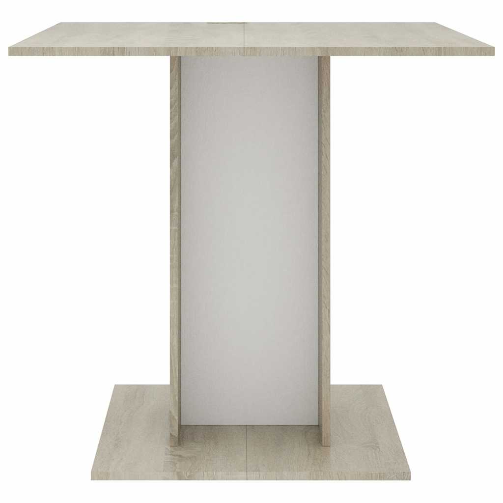 Table à dîner Blanc et chêne sonoma 80 x 80 x 75 cm Aggloméré