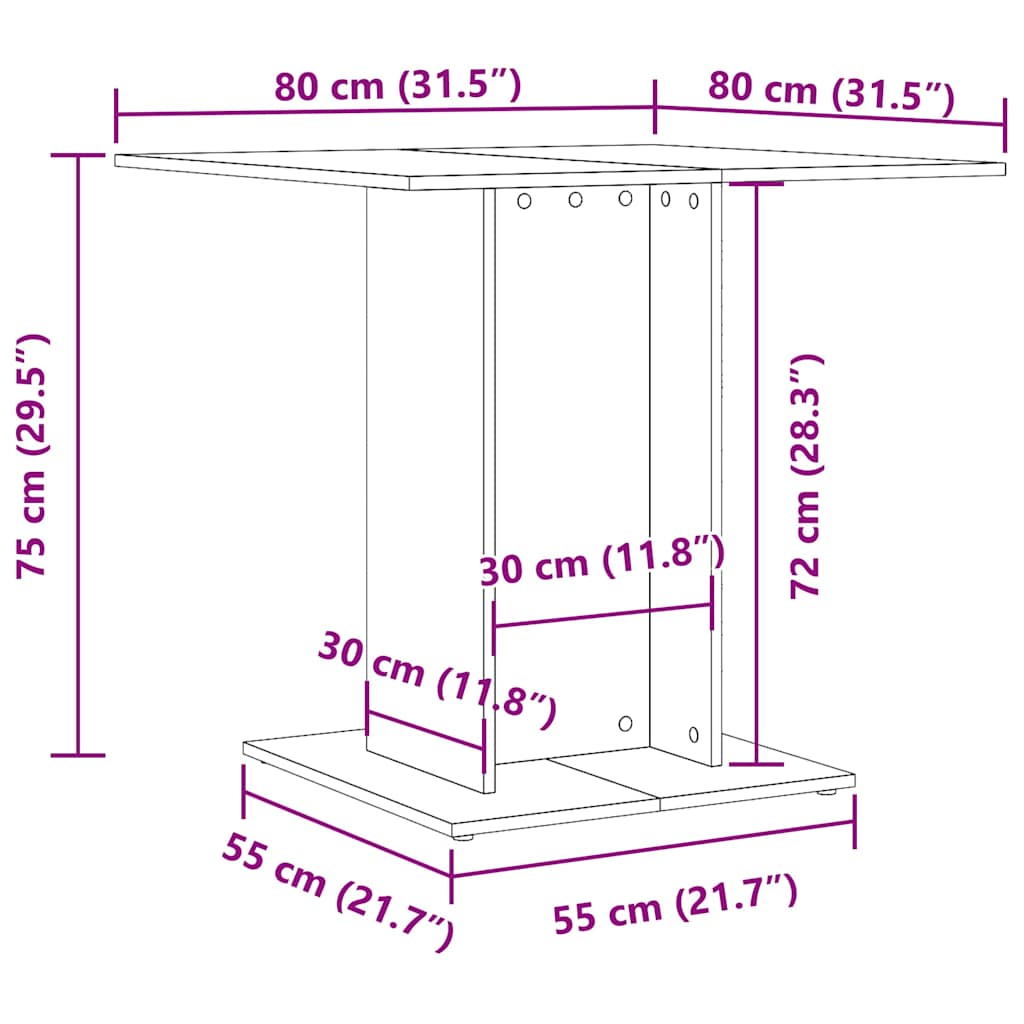 Table à dîner Blanc et chêne sonoma 80 x 80 x 75 cm Aggloméré