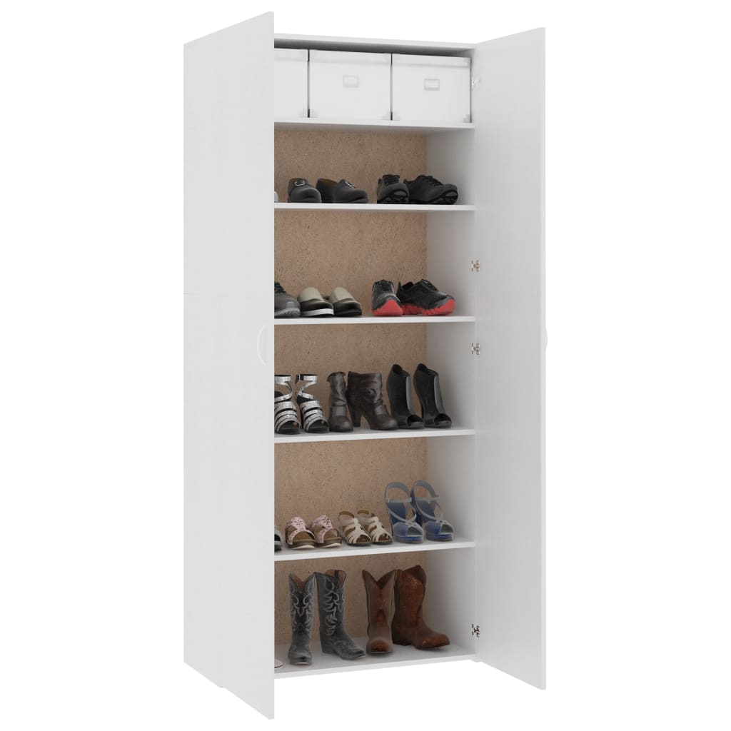 Armoire à chaussures Blanc 80 x 35,5 x 180 cm Bois d'ingénierie