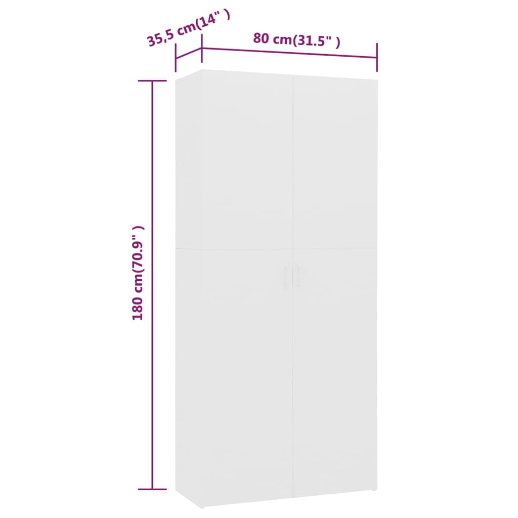 Armoire à chaussures Blanc 80 x 35,5 x 180 cm Bois d'ingénierie